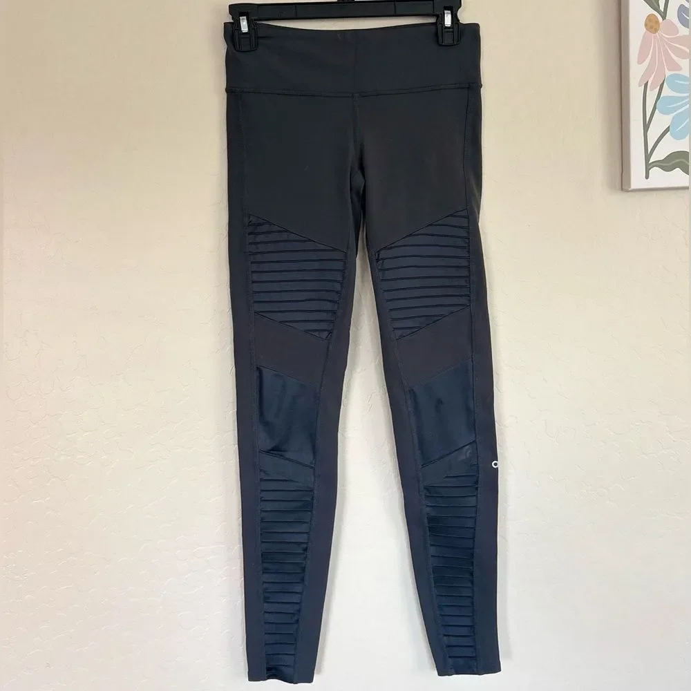 ALO Yoga Charcoal Grey High Waisted Compression Moto Leggings Small